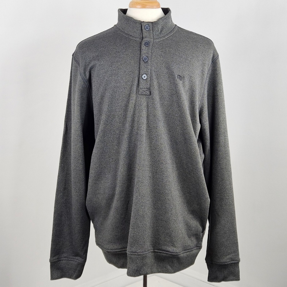 TravisMathew Wall Pullover Mens XXL Gray NWT Mock Neck Button Pockets